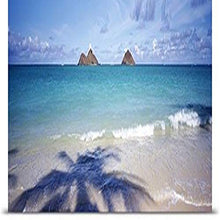 Load image into Gallery viewer, GREATBIGCANVAS Entitled Shadow of a Tree on The Beach, Lanikai Beach, Oahu, Hawaii Poster Print, 90&quot; x 28&quot;, Multicolor
