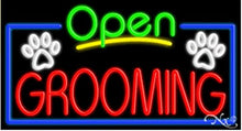 Load image into Gallery viewer, Grooming Open Handcrafted Energy Efficient Glasstube Neon Signs
