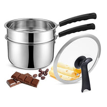Load image into Gallery viewer, Double Boilers&amp;Classic Stainless Steel Non-Stick Saucepan,Steam Melting Pot for Candle,Butter,Chocolate,Cheese,Caramel and Bonus with Tempered Glass Lid
