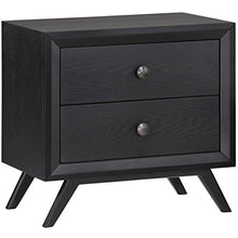 Load image into Gallery viewer, Modway Tracy Mid-Century Modern Wood Nightstand in Black
