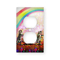 Cats in the Rainbow Stars - AC Outlet Decor Wall Plate Cover Metal