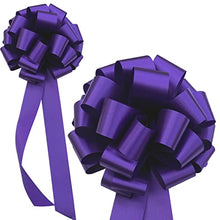 Load image into Gallery viewer, Big Decorative Purple Ribbon Pull Bows with Long Tails - 9&quot; Wide, Set of 6, Easter, Cancer Awareness, Fundraiser, Memorial, Christmas, Mardi Gras, Wedding, Reception, Anniversary, Birthday, Party

