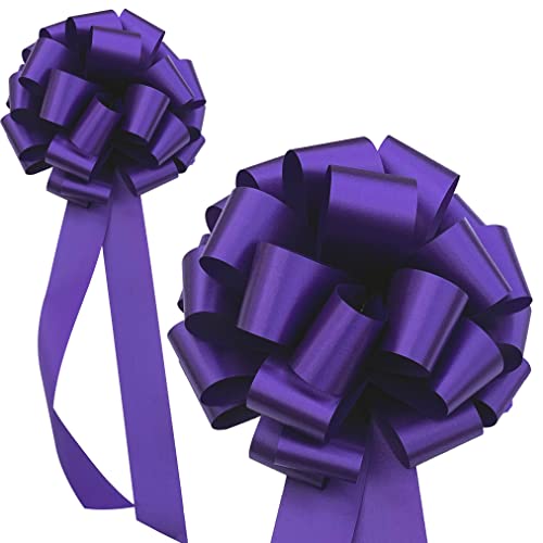 Big Decorative Purple Ribbon Pull Bows with Long Tails - 9