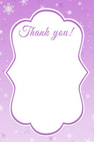 30 Winter Snowflake Purple Blank Thank You Cards Bridal Wedding Shower Birthday Party Baby Girl Shower + 30 White Envelopes