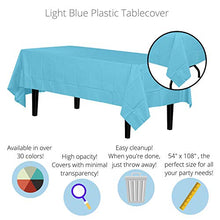 Load image into Gallery viewer, 12-Pack Premium Plastic Tablecloth 54in. x 108in. Rectangle Table Cover - Light Blue
