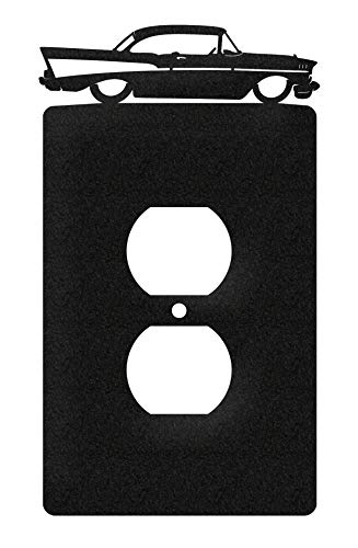 SWEN Products Farrell Series 57 Chevy Wall Plate Cover (Single Outlet, Black)