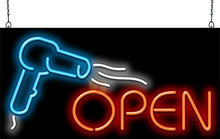 Load image into Gallery viewer, Hair Dryer Open Neon Sign
