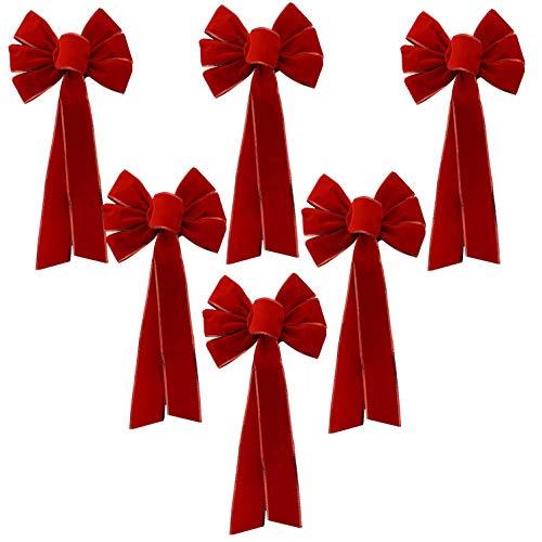Red Velvet Christmas Wreath Bows - 10
