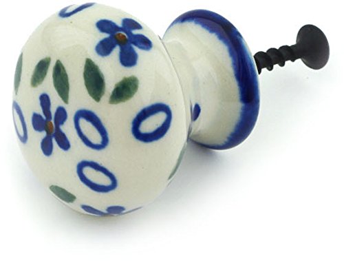 Polish Pottery 1-inch Drawer Pull Knob Made by Ceramika Artystyczna (Daisy Sprinkles Theme) + Certificate of Authenticity