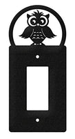 SWEN Products Owl Metal Wall Plate Cover (Single Rocker, Black)