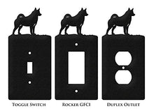 Load image into Gallery viewer, SWEN Products Norwegian Elkhound Wall Plate Cover (Double Switch, Black)
