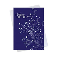 Holiday Greeting Cards - H1101. Greeting Cards with an Image of Snowy Tree Branches. Box Set Has 25 Greeting Cards and 26 White with Silver Foil Lined Envelopes.