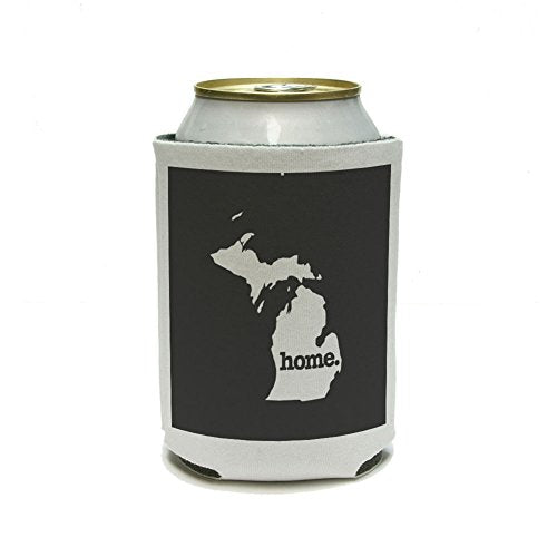 Michigan MI Home State Can Cooler Drink Insulated Holder - Solid Dark Grey Gray