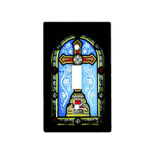 Load image into Gallery viewer, Cross Stain Glass Arch - Decor Single Switch Plate Cover Metal
