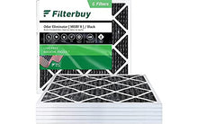 Load image into Gallery viewer, Filterbuy 16x16x1 Air Filter MERV 8 (Allergen Odor Eliminator), Pleated HVAC AC Furnace Filters with Activated Carbon (6-Pack, Black)
