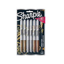 Load image into Gallery viewer, Sharpie Metallic Permanent Markers, Fine Point, Assorted Metallic, 6 Count
