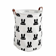 Load image into Gallery viewer, Large Waterproof Canvas Laundry Basket Bucket Storage Bag Toy Organizer with Leather Strap - 40cm50cm - Dinosaur Shark Bear Rabbit
