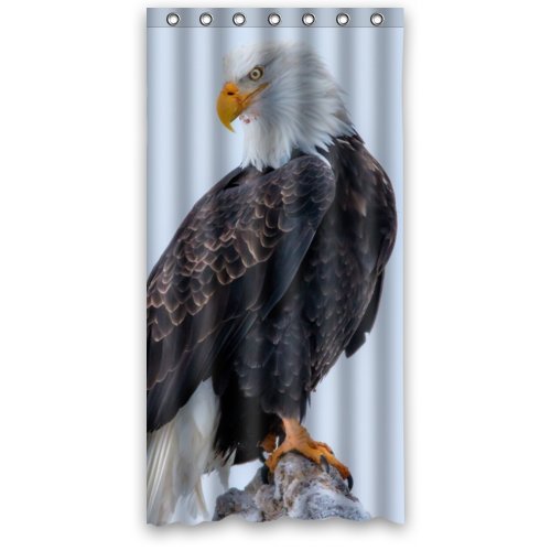FUNNY KIDS' HOME Fashion Design Waterproof Polyester Fabric Bathroom Shower Curtain Standard Size 36(w) x72(h) with Shower Rings - Bald Eagle Animal Theme
