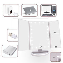 Load image into Gallery viewer, Weily Makeup Vanity Mirror With 21 Led Lights, Trifold Dual Power Magnifying Led Lighted Cosmetic Mi
