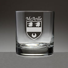 Load image into Gallery viewer, McArdle Irish Coat of Arms Tumbler Glasses - Set of 4 (Sand Etched)
