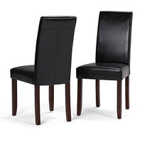 Simpli Home WS5113-4-BL Acadian Contemporary Parson Dining Chair (Set of 2) in Midnight Black Faux Leather