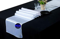 MDS Pack of 10 Wedding 12 x 108 inch Satin Table Runner for Wedding Banquet Decoration- White