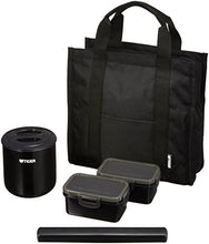 Load image into Gallery viewer, Tiger LWY-T036-K Tiger Thermos Insulated Lunch Box, Stainless Steel Lunch Jar, Rice Bowl, Approx. 1.8 Cups, Tote Bag, Black

