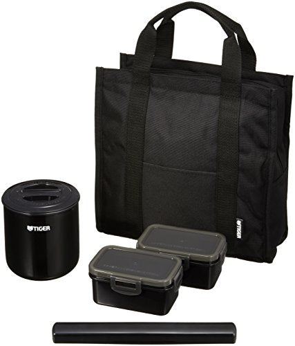 Tiger LWY-T036-K Tiger Thermos Insulated Lunch Box, Stainless Steel Lunch Jar, Rice Bowl, Approx. 1.8 Cups, Tote Bag, Black
