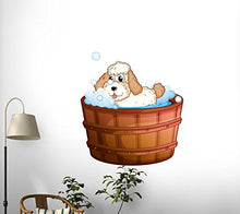 Load image into Gallery viewer, Wallmonkeys Brown Bathtub with Dog Wall Decal Peel and Stick Graphic (30 in H x 27 in W) WM247018
