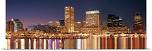 Load image into Gallery viewer, GREATBIGCANVAS Entitled Buildings lit up at Dusk, Baltimore, Maryland Poster Print, 90&quot; x 28&quot;, Multicolor

