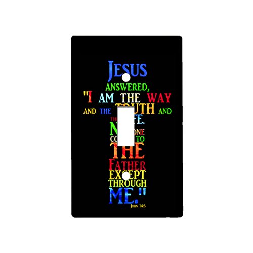 Cross Jesus I Am The Way - Decor Single Switch Plate Cover Metal