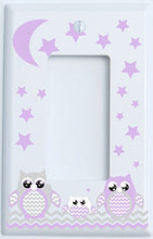 Load image into Gallery viewer, Grey and Purple Owl Rocker Covers Light Switch Plate Single Toggle/Owl Nursery Decor (Purple Rocker Owl Switch Plate)
