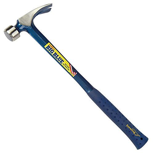 Estwing BIG BLUE Framing Hammer - 25 oz Straight Rip Claw with Forged Steel Construction & Shock Reduction Grip - E3-25S
