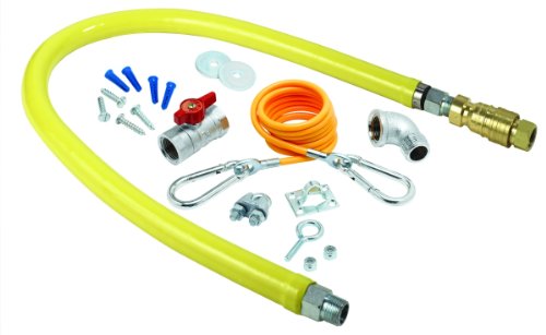 T&S Brass HG-4C-48K Gas Hose with Quick Disconnect, 1/2-Inch Npt, 48-Inch Long and Installation Kit