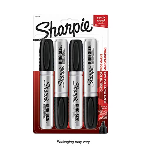 Sharpie 15661PP  King Size Permanent Marker, Chisel Tip, Black, 4-Count