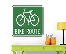 Load image into Gallery viewer, Wallmonkeys WM153899 Bike Route Sign Peel and Stick Wall Decals H x 30 in W, 30&quot; 30&quot; W-Medium-Large
