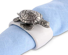 Load image into Gallery viewer, Vagabond House Sea Turtle Stoneware Napkin Ring 2&quot; Tall (Sold as Single Ring) Artisan Crafted Designer Ring

