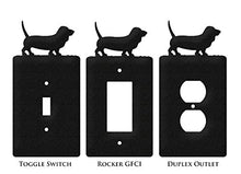 Load image into Gallery viewer, SWEN Products Basset Hound Metal Wall Plate Cover (Double Switch, Black)
