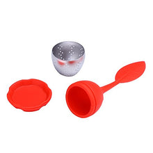 Load image into Gallery viewer, Red Silicone Loose Leaf Tea Infuser Strainer Filter With Drip Tray
