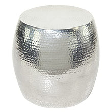 Load image into Gallery viewer, Deco 79 Aluminum Round Accent Table with Hammered Design, 14&quot; x 14&quot; x 16&quot;, Silver
