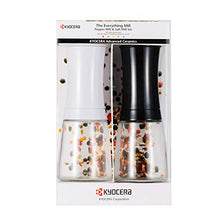 Load image into Gallery viewer, Kyocera 2-Piece Pepper, Salt, Seed and Spice Everything Mill Set with Adjustable Advanced Ceramic Grinder, Brilliant White/Bright Black
