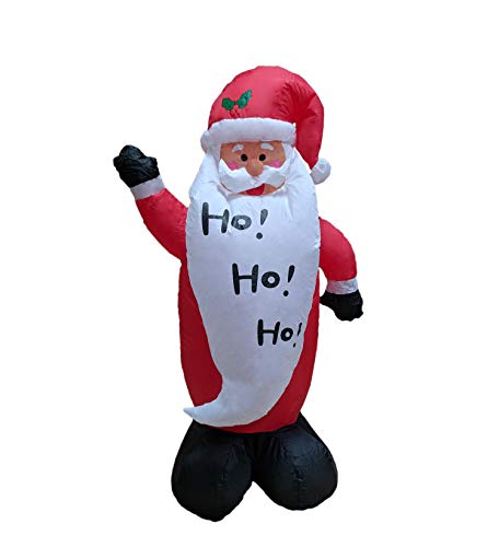 4 Foot Tall Lighted Christmas Inflatable Santa Claus with Big Beard Yard Decoration