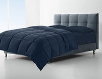 Clara Clark Down Alternative Comforter - All-Season Quilted Comforter/Duvet Insert - Hypoallergenic - Box Stitched - Full/Queen, Navy Blue