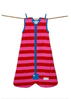 Little Fishkopp Organic Cotton Baby Sleep Bag, Stripes, 1.0 Tog, Red/Pink, Small