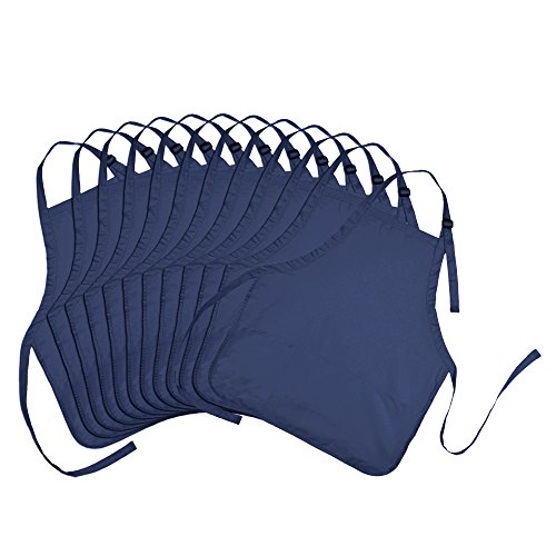 Apron Commercial Restaurant Home Bib Spun Poly Cotton Kitchen Aprons (3 Pockets) in Navy Blue 12 Pack