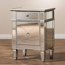 Load image into Gallery viewer, Baxton Studio Claudia Hollywood Regency Glamour Style Mirrored Nightstand Glam/Silver Mirrored/MDF
