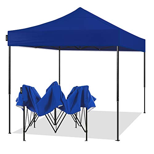 AMERICAN PHOENIX 10x10 Pop Up Canopy Tent Portable Instant Adjustable Easy Up Tent Outdoor Market Canopy Shelter (10'x10' Black Frame, Blue)