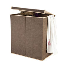 Load image into Gallery viewer, VILLACERA Double Laundry Hamper Two Compartment Sorter with Magnetic Lid, Brown
