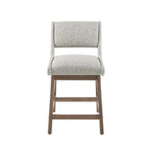 Load image into Gallery viewer, INK+IVY Boomerang 36.25&quot; Counter Height Barstool with Backrest Modern Solid Wood, Upholstered Foam Seat, Faux Linen Pub Chair, Light Grey
