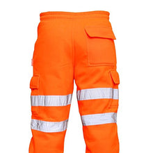Load image into Gallery viewer, Forever Mens Hi Vis Cargo Combat Work Wear Builder Railway Jog Bottoms Trouser Pants
